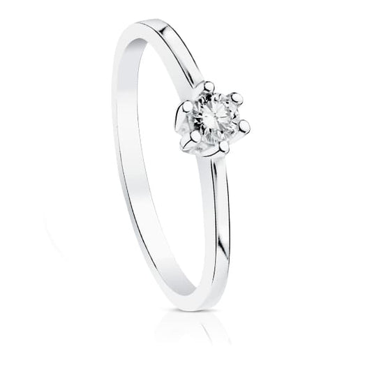 18K White Gold Solitaire Ring with Diamond