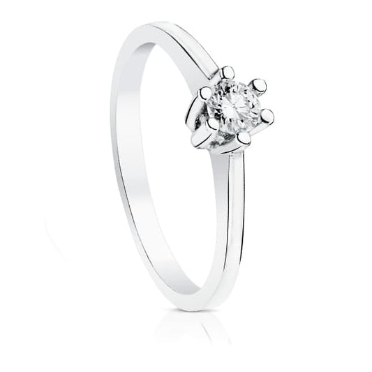18K White Gold Solitaire Ring with Diamond