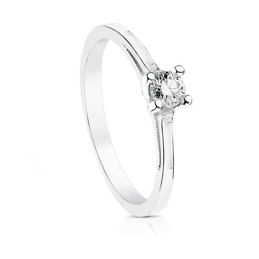 18K White Gold Solitaire Ring with Diamond