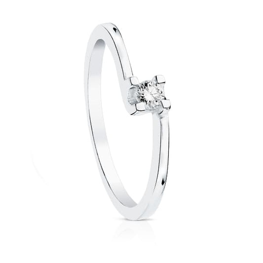 18K White Gold Solitaire Ring with Diamond