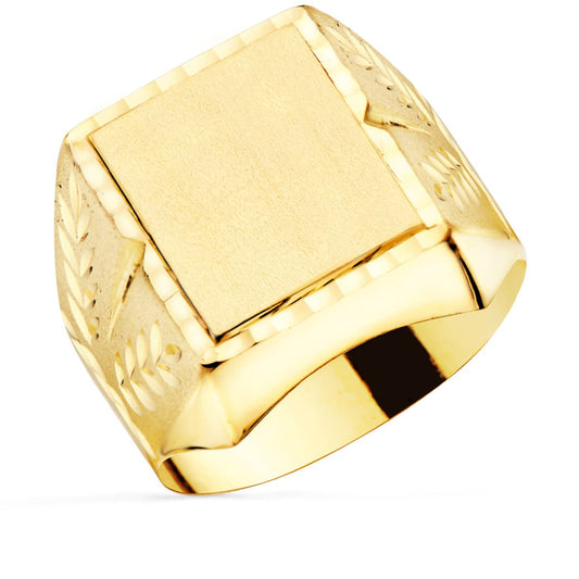 Engravable 18K Yellow Gold Signet Ring