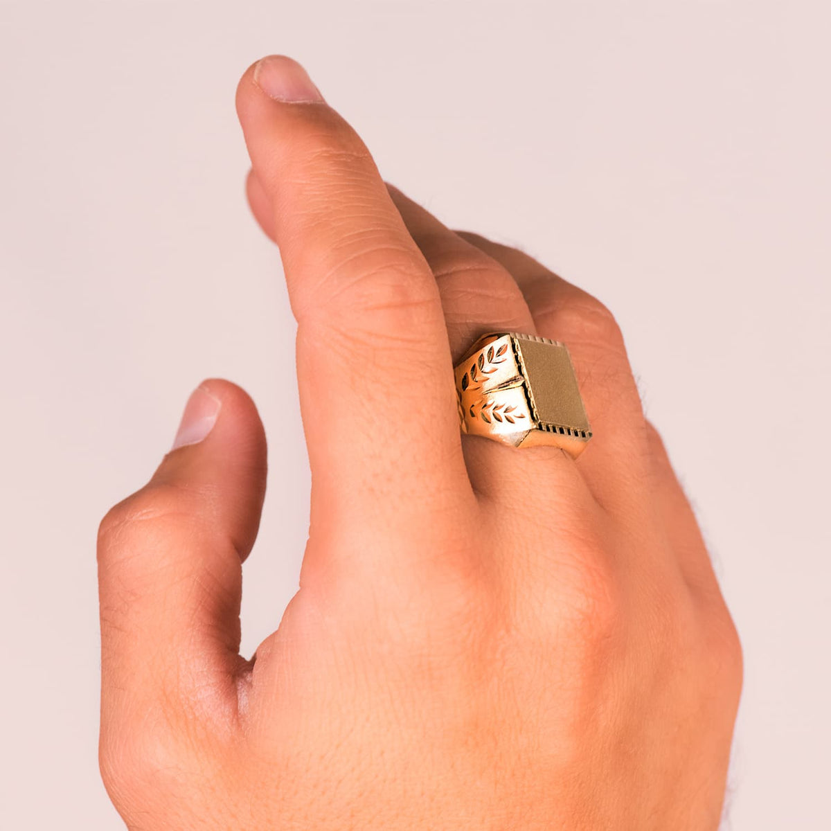 Engravable 18K Yellow Gold Signet Ring