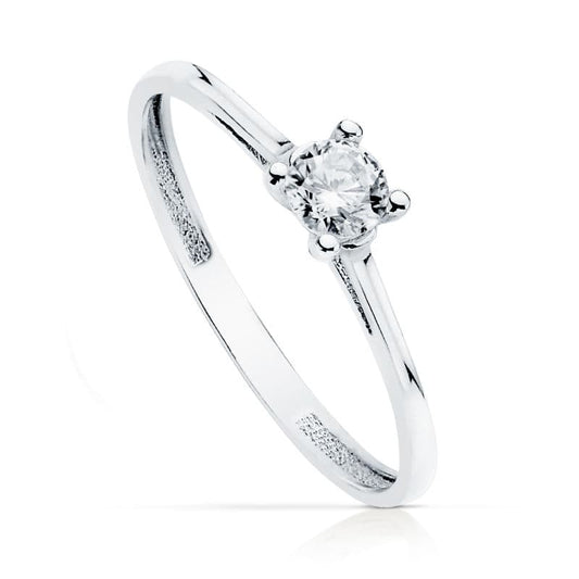 18K White Gold Solitaire Ring