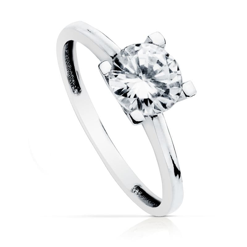 18K White Gold Solitaire Ring
