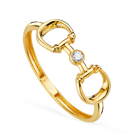 18K Yellow Gold Ring with Cubic Zirconia