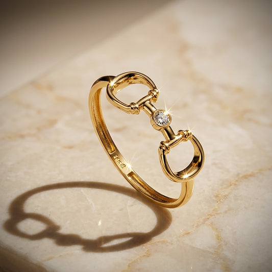 18K Yellow Gold Ring with Cubic Zirconia