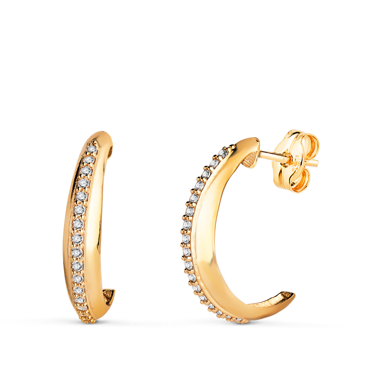 18K Yellow Gold Earrings with Cubic Zirconia