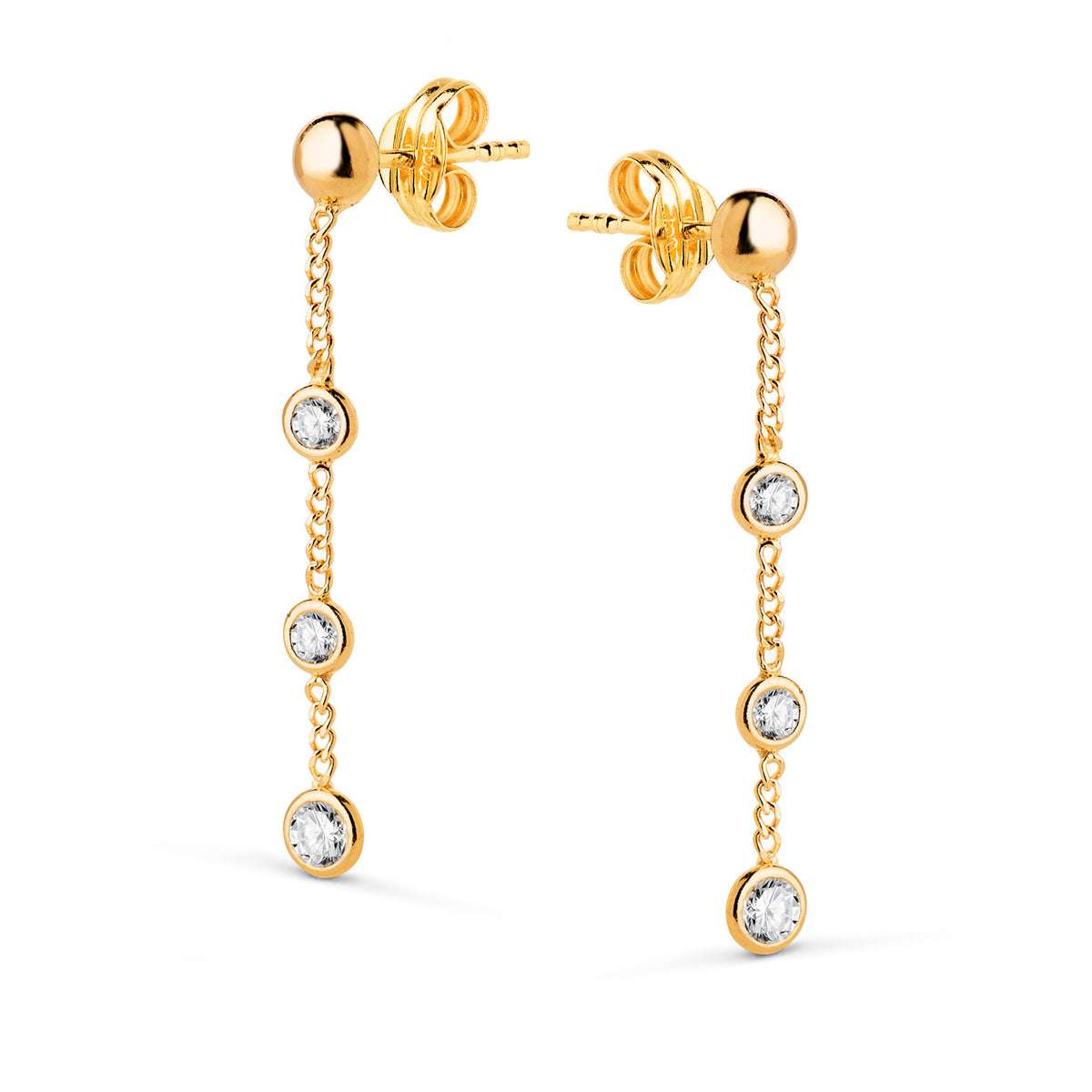 18K Yellow Gold Earrings with Cubic Zirconia