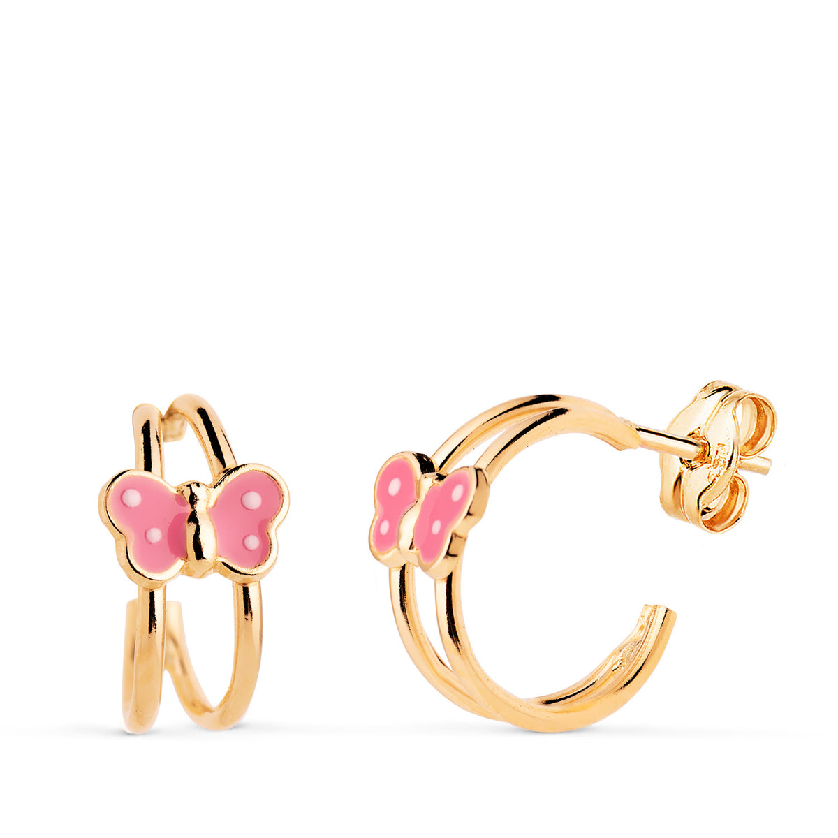 18K Yellow Gold Butterfly Hoop Earrings