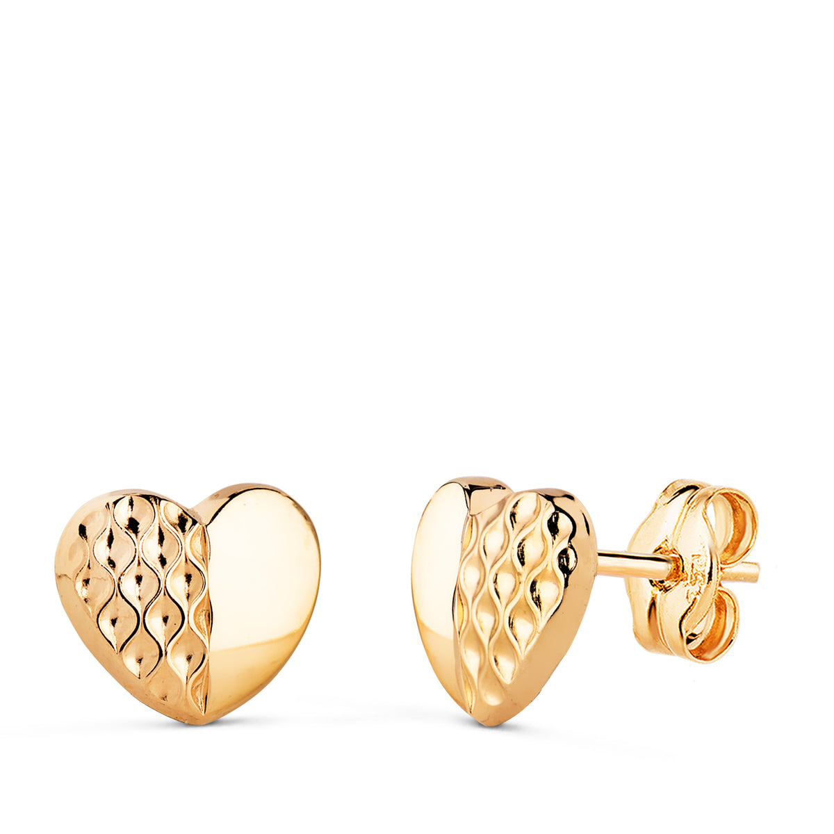 18K Yellow Gold Heart Earrings