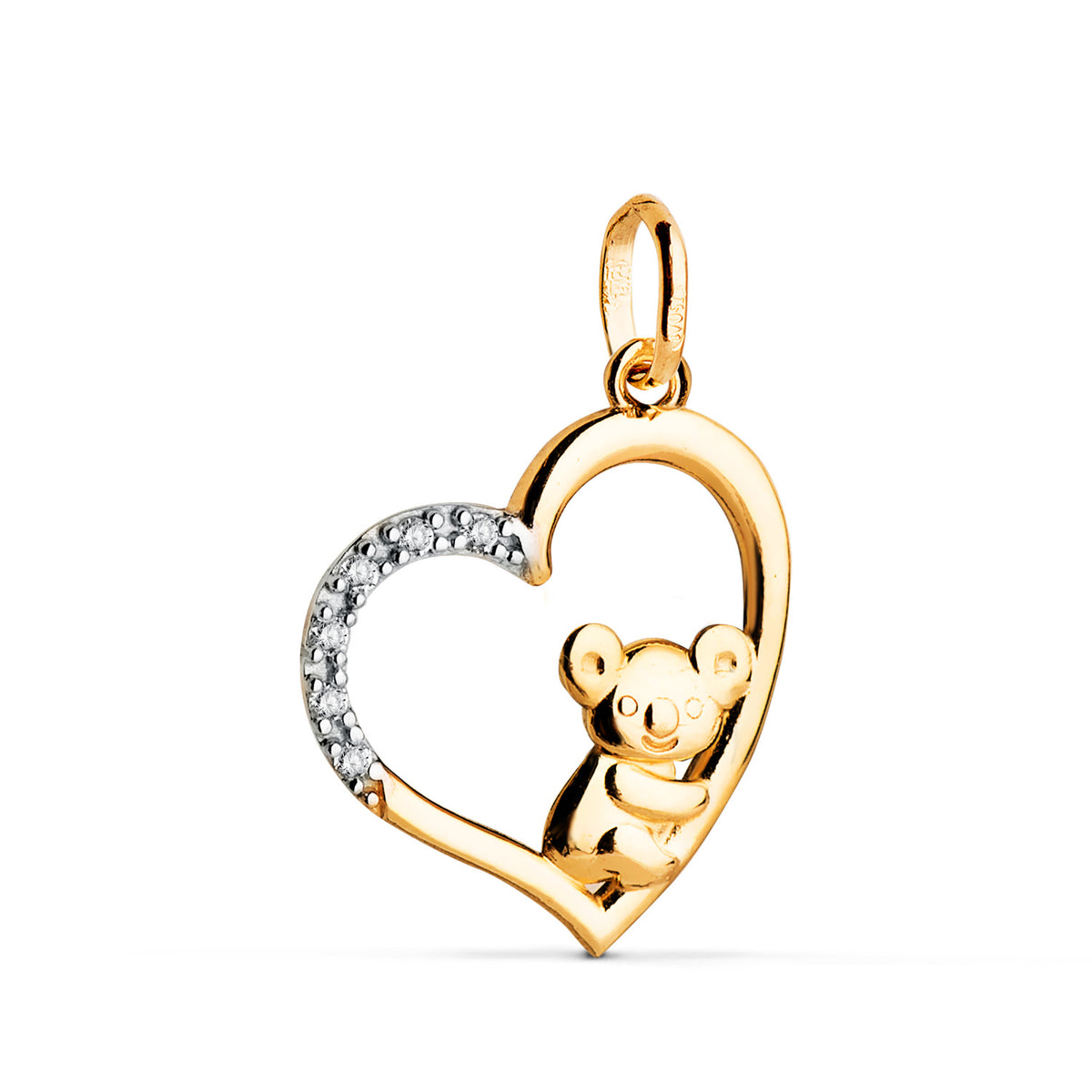 18K Gold Heart Pendant with Cubic Zirconia