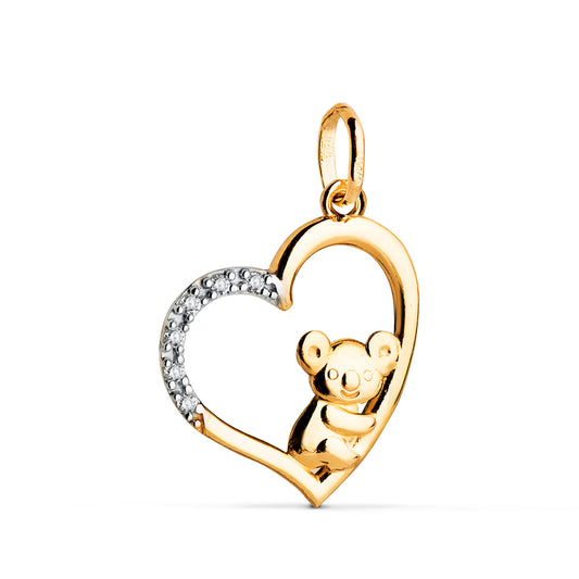 18K Gold Heart Pendant with Cubic Zirconia