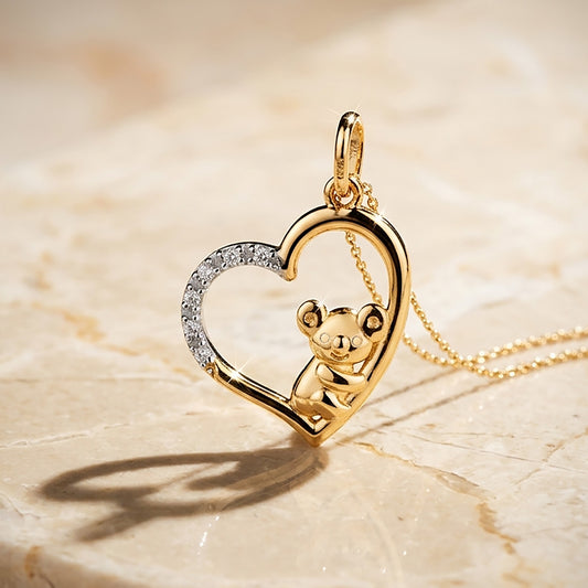 18K Gold Heart Pendant with Cubic Zirconia