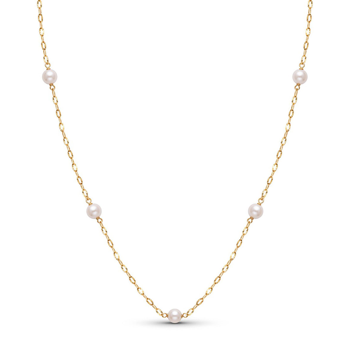 18K Yellow Gold Chain with Pearl