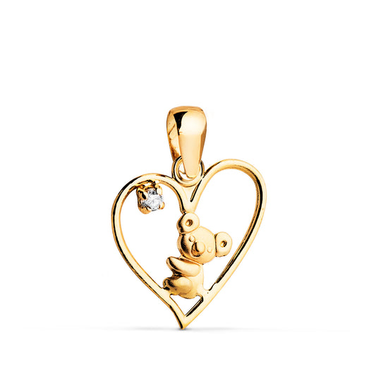 18K Yellow Gold Heart Pendant with Cubic Zirconia