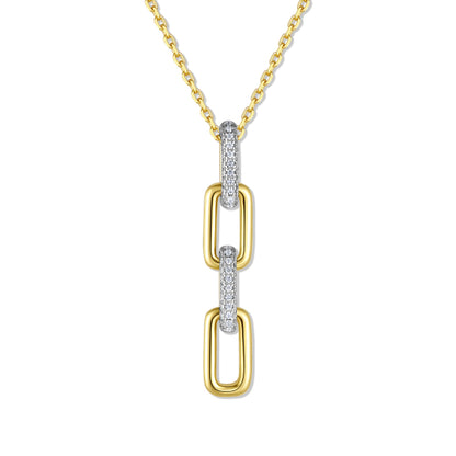 Gold-Plated Silver 4-Piece Link Necklace with Zirconia