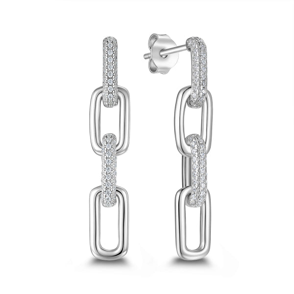 Gold-Plated Silver Drop Earrings with Zirconia