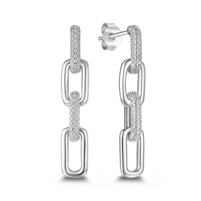 Gold-Plated Silver 4-Piece Link Necklace with Zirconia