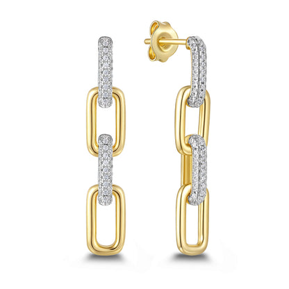 Gold-Plated Silver 4-Piece Link Necklace with Zirconia