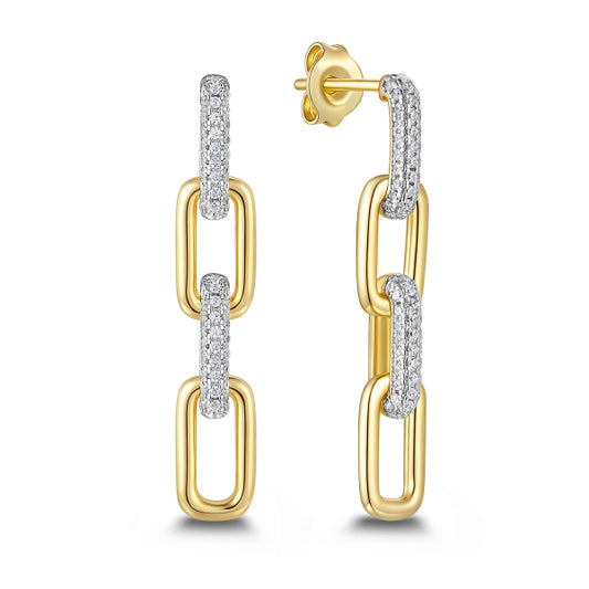 Gold-Plated Silver Drop Earrings with Zirconia