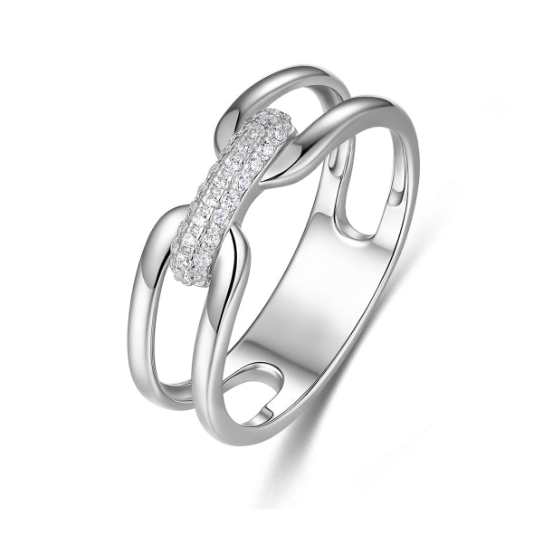 Rhodium-Plated Silver Zirconia Ring