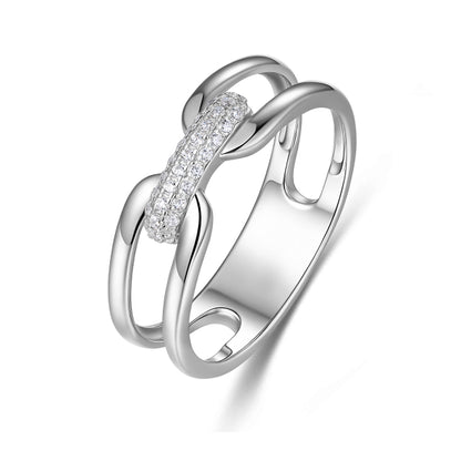 Gold-Plated Silver 4-Piece Link Necklace with Zirconia