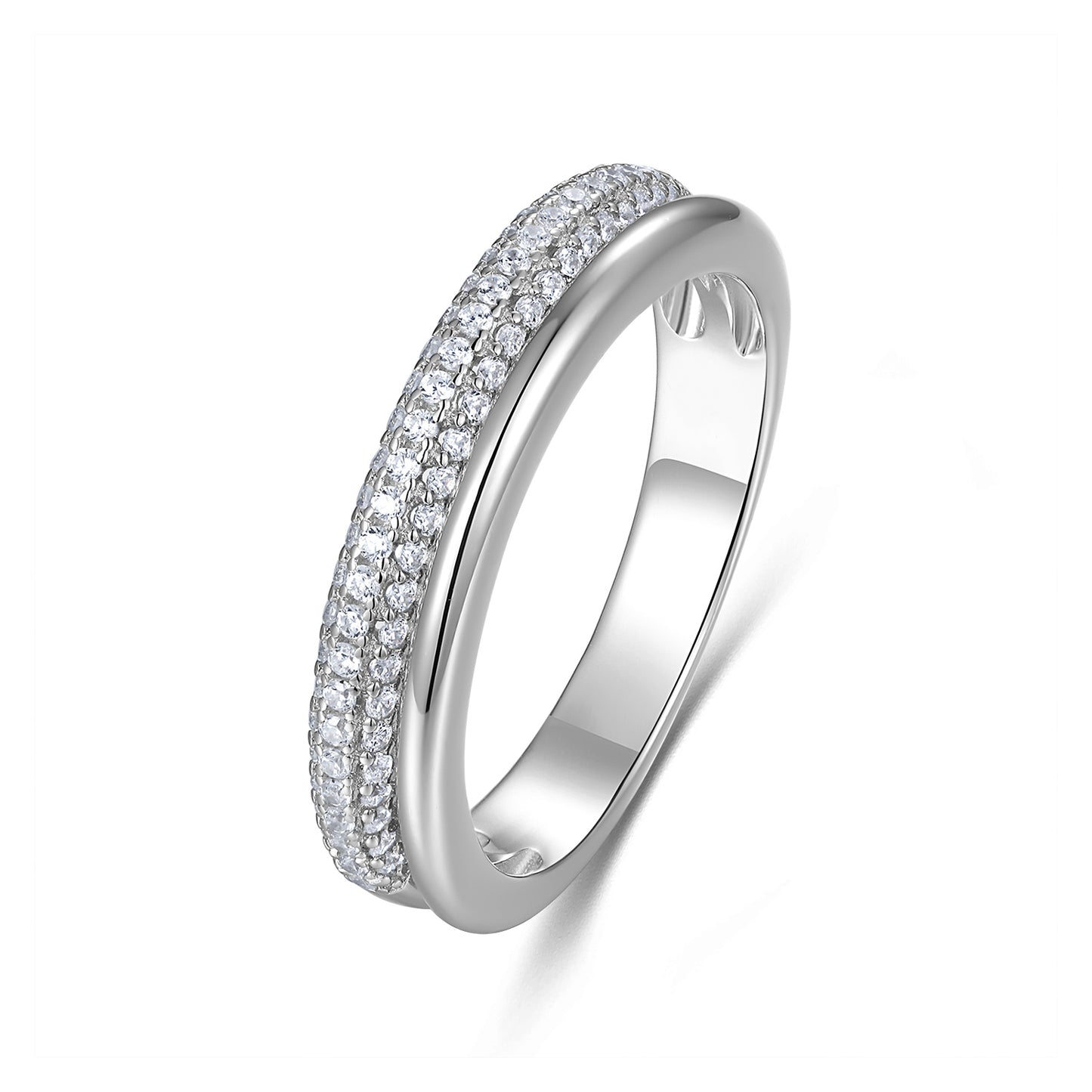 Rhodium-Plated Silver Pavé Zirconia Ring