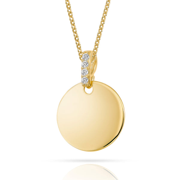8K Gold Engravable Disc Pendant