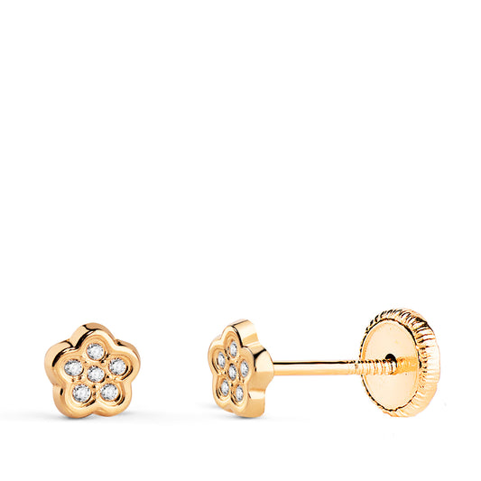 18K Yellow Gold Earrings with Cubic Zirconia