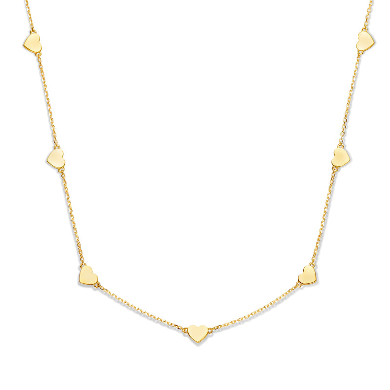 14K 7 Hearts Gold Necklace