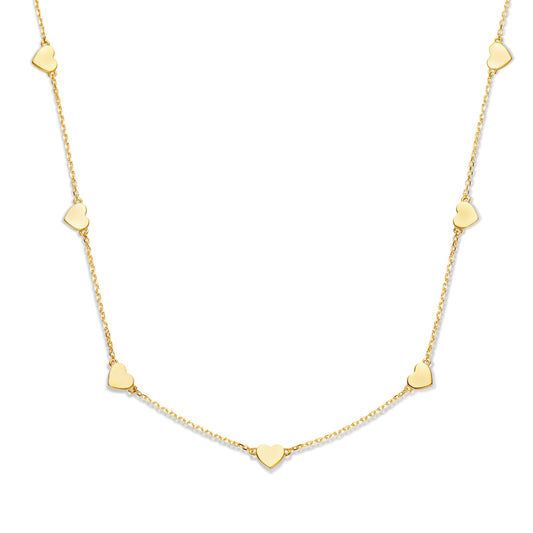 14K 7 Hearts Gold Necklace