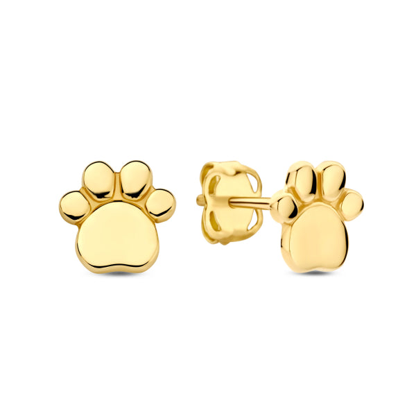 14K Gold Dog Paw Stud Earrings