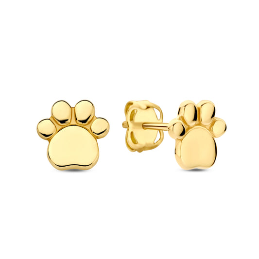 14K Gold Dog Paw Stud Earrings