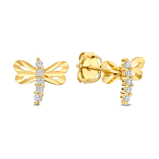 Dragonfly Stud Earrings – 14K Gold