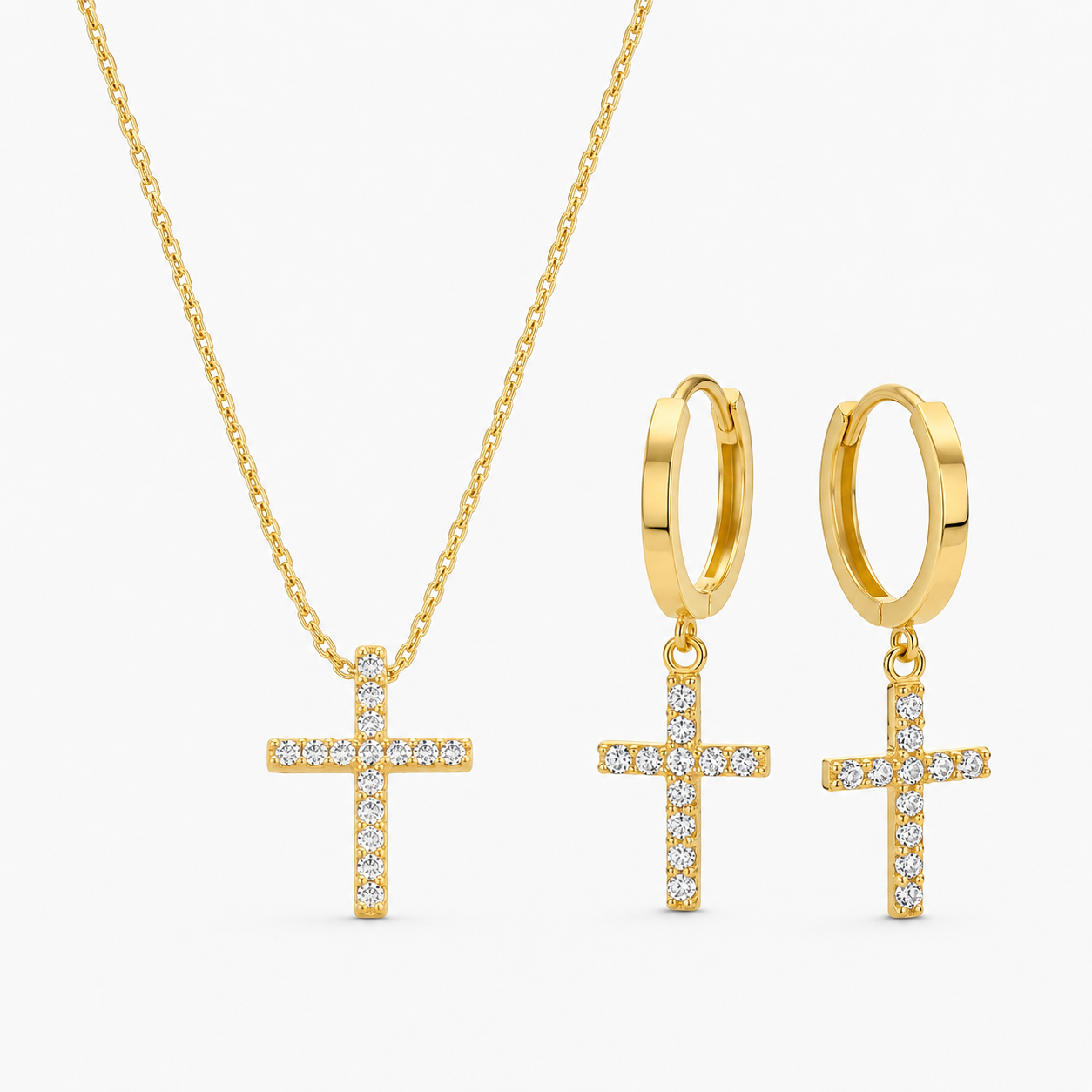 Faith Hoop Set - 14K Gold