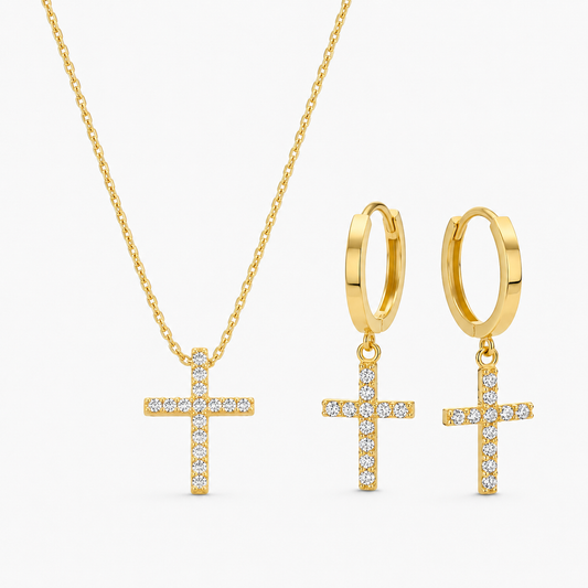 Faith Hoop Set - 14K Gold