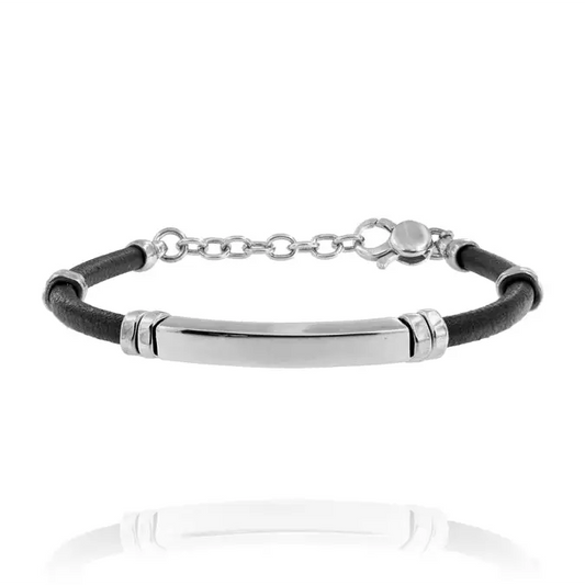 Black leather bracelet – Bracelet by Flor de Oro | Customizable Luxury Jewelry