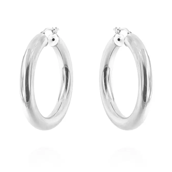 Classic Glossy Hoop Earrings – Earrings by Flor de Oro | Customizable Luxury Jewelry