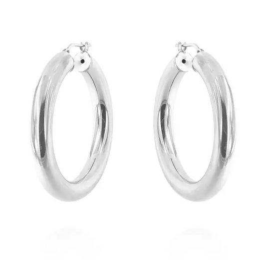 Classic Glossy Hoop Earrings – Earrings by Flor de Oro | Customizable Luxury Jewelry