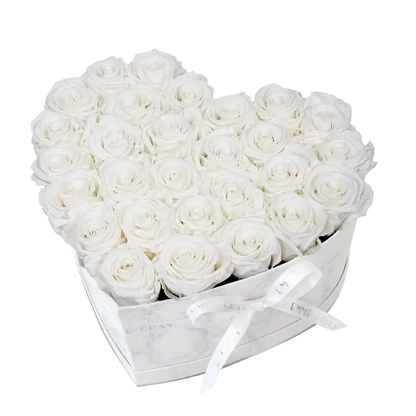 Classic Infinity Heart Rosebox L – Preserved Roses Up to 3 Years – Rose Box Pure White by Flor de Oro | Customizable Luxury Jewelry