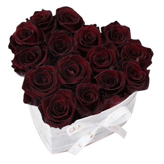 Classic Infinity Heart Rosebox M – Preserved Roses Up to 3 Years – Rose Box Burgungy by Flor de Oro | Customizable Luxury Jewelry