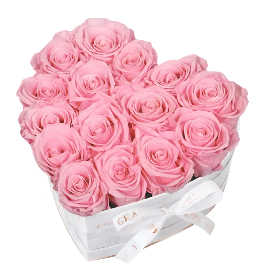Classic Infinity Heart Rosebox M – Preserved Roses Up to 3 Years – Rose Box Bridal Pink by Flor de Oro | Customizable Luxury Jewelry