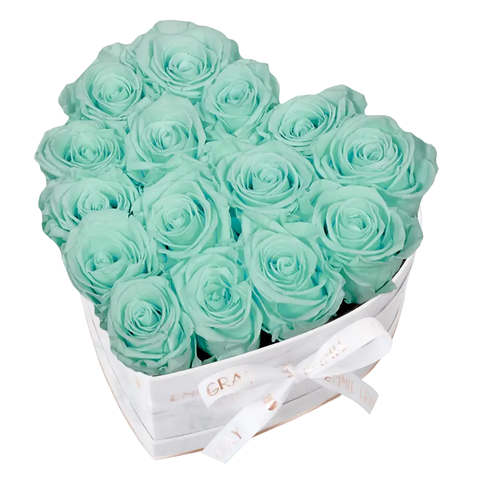 Classic Infinity Heart Rosebox M – Preserved Roses Up to 3 Years – Rose Box Minty Green by Flor de Oro | Customizable Luxury Jewelry