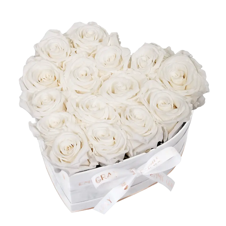 Classic Infinity Heart Rosebox M – Preserved Roses Up to 3 Years – Rose Box Pure White by Flor de Oro | Customizable Luxury Jewelry