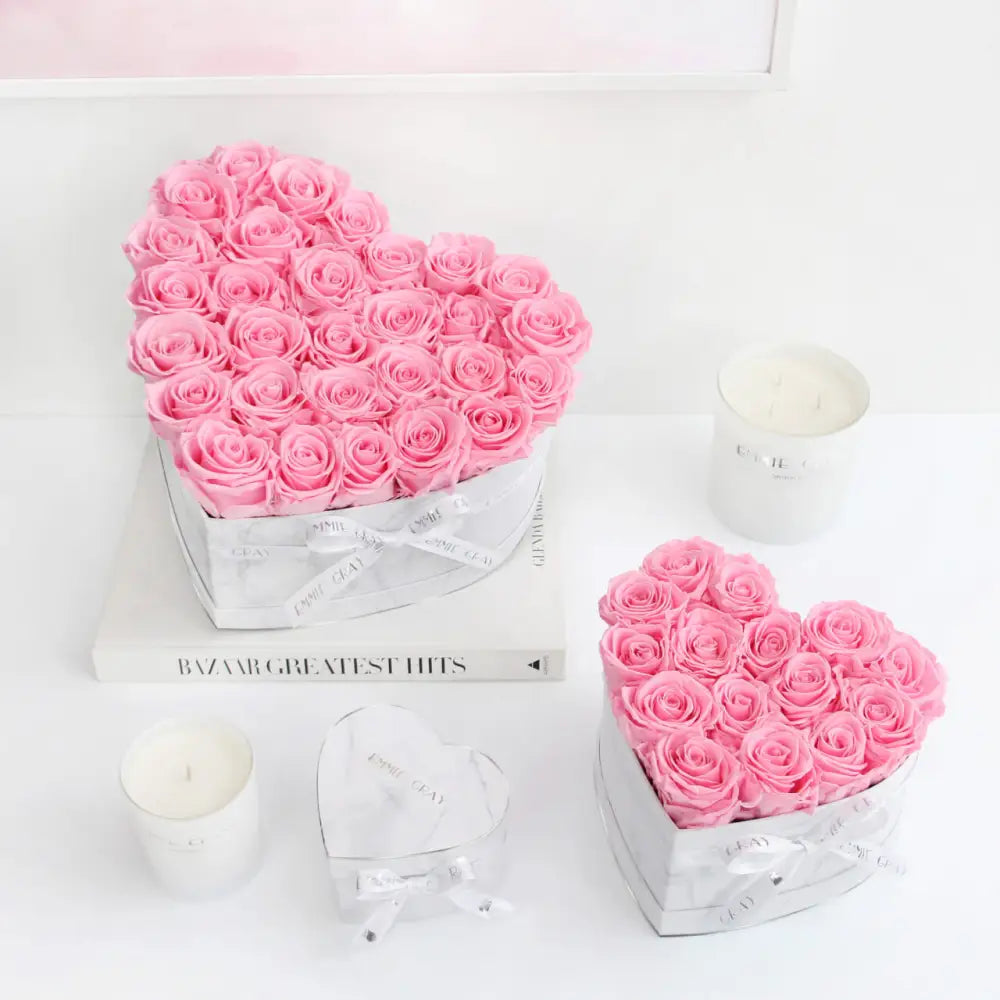 Classic Infinity Heart Rosebox M – Preserved Roses Up to 3 Years – Rose Box Bridal Pink by Flor de Oro | Customizable Luxury Jewelry