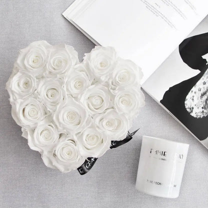 Classic Infinity Heart Rosebox M – Preserved Roses Up to 3 Years – Rose Box Pure White by Flor de Oro | Customizable Luxury Jewelry
