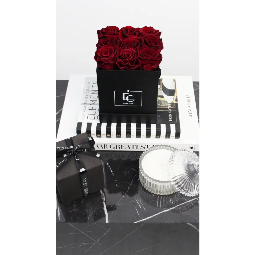Classic Infinity Heart Rosebox S – Preserved Roses Up to 3 Years – Rose Box Burgungy by Flor de Oro | Customizable Luxury Jewelry