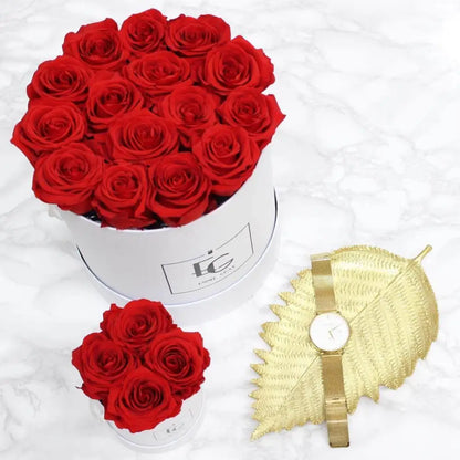 Classic Infinity Heart Rosebox S – Preserved Roses Up to 3 Years – Rose Box Burgungy by Flor de Oro | Customizable Luxury Jewelry