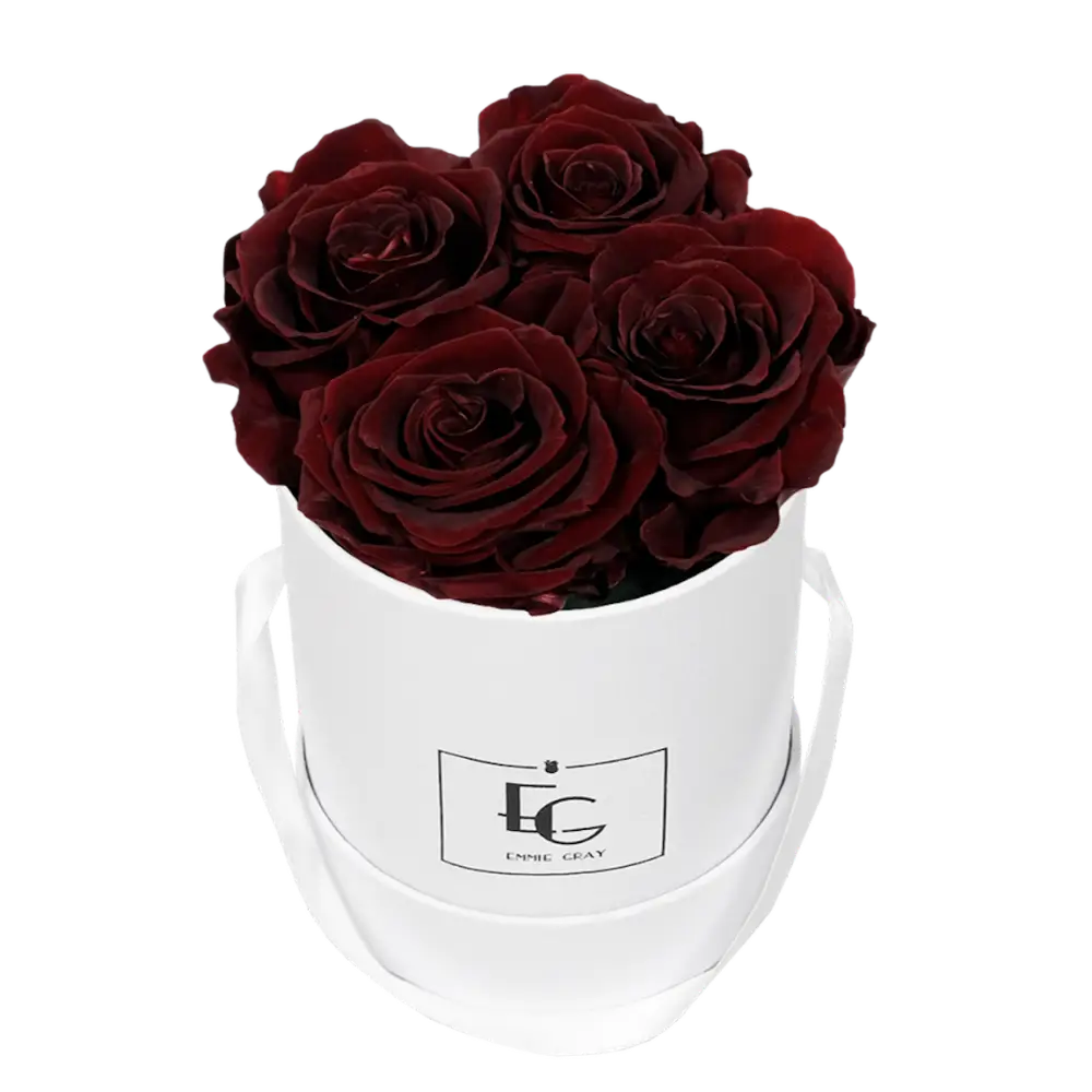 Classic Infinity Round Rosebox XS – Preserved Roses Up to 3 Years – Rose Box Burgungy by Flor de Oro | Customizable Luxury Jewelry