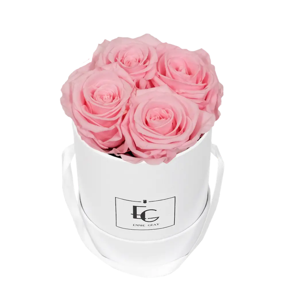 Classic Infinity Round Rosebox XS – Preserved Roses Up to 3 Years – Rose Box Bridal Pink by Flor de Oro | Customizable Luxury Jewelry